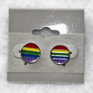 🌈Round Rainbow Post Earrings Gay Pride LGBTQ